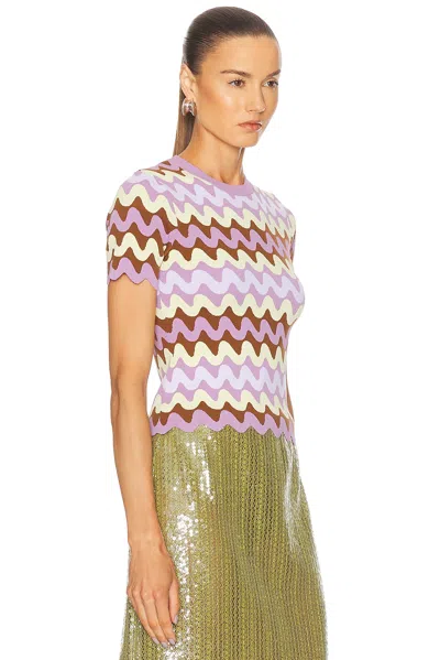 Versace Knitwear With Crewneck And Scalloped Edges In Purple