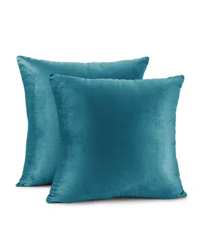 Nestl Elegant 2-pack Velvet Decorative Throw Pillows With Removeable Covers, 22" X 22" In Teal Blue