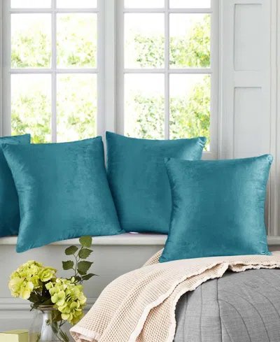 Nestl Elegant 2-pack Velvet Decorative Throw Pillows With Removeable Covers, 22" X 22" In Teal Blue