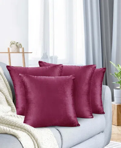 Nestl Elegant Velvet Removeable Cover 2-pack Decorative Pillows, 24" X 24" In Magenta