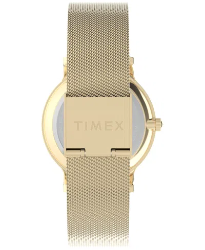 Timex Women's Quartz Analog Gold-tone Stainless Steel Watch, 34mm In Gold