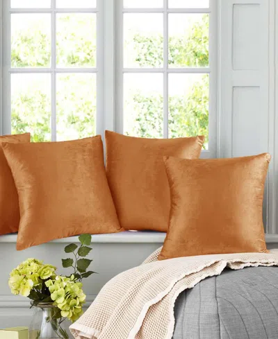 Nestl Elegant Velvet Removeable Cover 2-pack Decorative Pillows, 24" X 24" In Rust