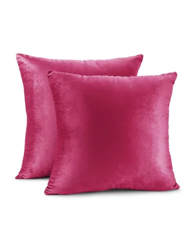 Nestl Elegant Velvet Removeable Cover 2-pack Decorative Pillows, 24" X 24" In Hot Pink