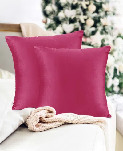 Nestl Elegant Velvet Removeable Cover 2-pack Decorative Pillows, 24" X 24" In Hot Pink