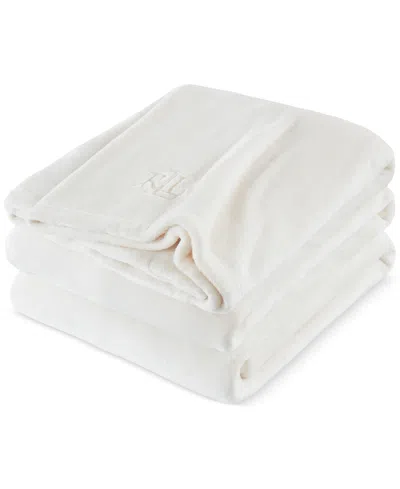 Ralph Lauren Micromink Plush Blanket, King In Cream