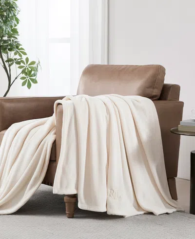 Ralph Lauren Micromink Plush Blanket, King In Cream