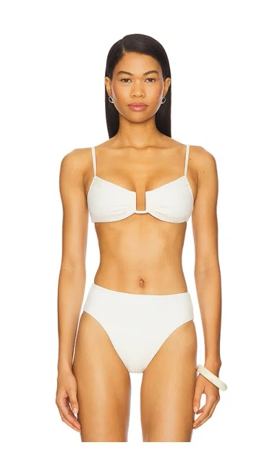 L*space Eco Ocean Rib Peyton Bikini Top In Cream