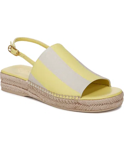 Franco Sarto Rune Slingback Platform Sandal In Yellow Stripe Twill Fabric