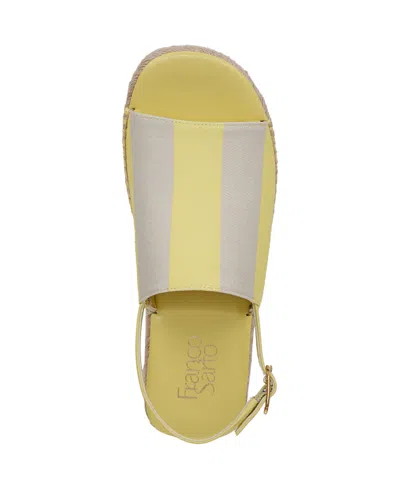 Franco Sarto Rune Slingback Platform Sandal In Yellow Stripe Twill Fabric