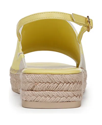 Franco Sarto Rune Slingback Platform Sandal In Yellow Stripe Twill Fabric