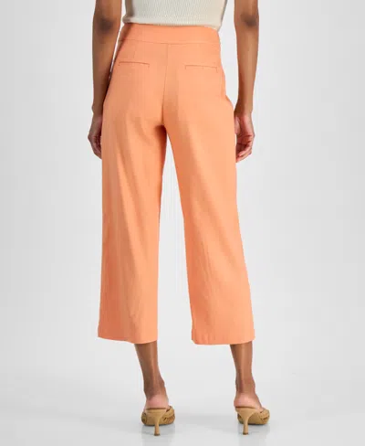 Inc International Concepts Petite Linen-blend High-rise Wide-leg Pants, Created For Macy's In Mango Tang