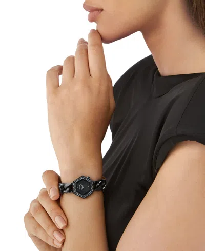 Philipp Plein The Hexagon Groumette Crystal Watch In Ip Black