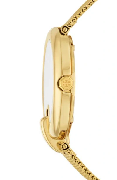 Tory Burch Women's The Pierced Gold-tone Stainless Steel Mesh Bracelet Watch 36mm In Ivory/gold