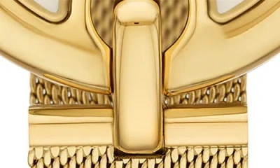 Tory Burch Women's The Pierced Gold-tone Stainless Steel Mesh Bracelet Watch 36mm In Ivory/gold