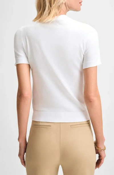 Isaac Mizrahi New York Mock Neck Short Sleeve Sweater In White