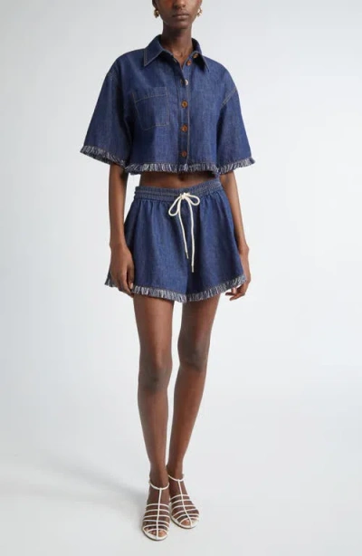 Zimmermann Indigo Denim Shirt With Classic Collar In Blue