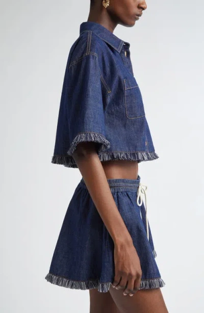Zimmermann Indigo Denim Shirt With Classic Collar In Blue