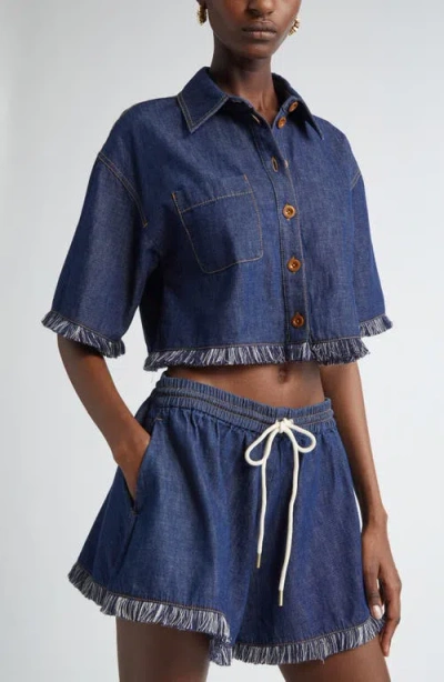 Zimmermann Indigo Denim Shirt With Classic Collar In Blue