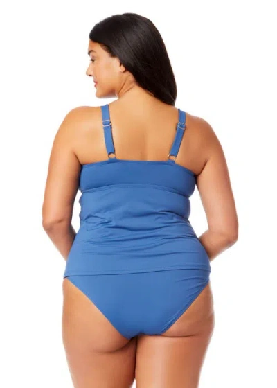 Anne Cole Plus Plus Gradient Floral Twist Front Underwire Tankini Swim Top In Slate Blue