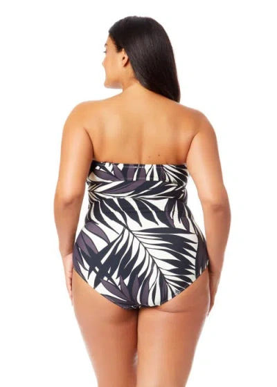 Anne Cole Plus Plus Palm Chic Drape Front Underwire Swim Top In Palm Chic