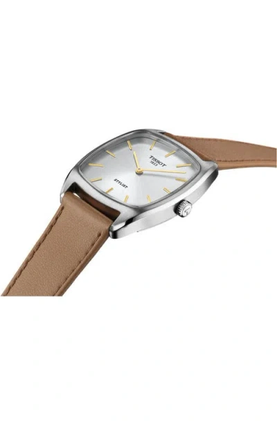Tissot Stylist Leather Strap Watch, 32mm In Silver
