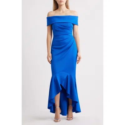 Eliza J Off The Shoulder High-low Gown In Cobalt