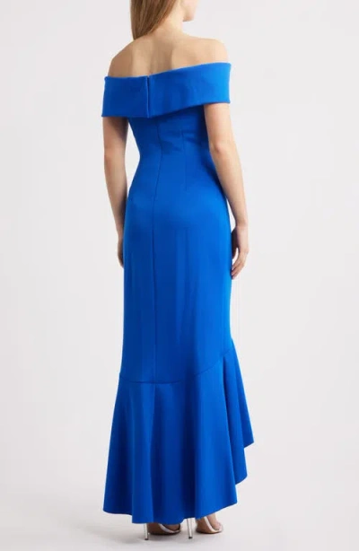 Eliza J Off The Shoulder High-low Gown In Cobalt