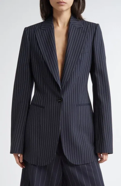 Stella Mccartney Pinstripe Wool One-button Blazer In Ink