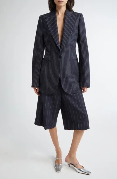 Stella Mccartney Pinstripe Wool One-button Blazer In Ink