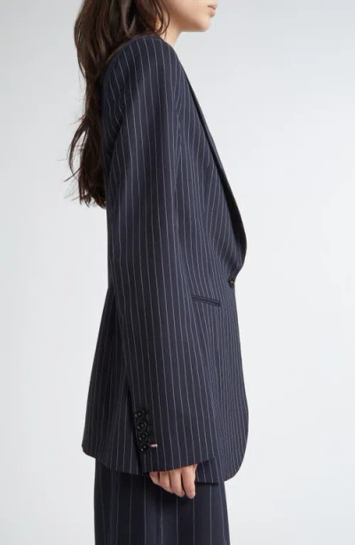 Stella Mccartney Pinstripe Wool One-button Blazer In Ink