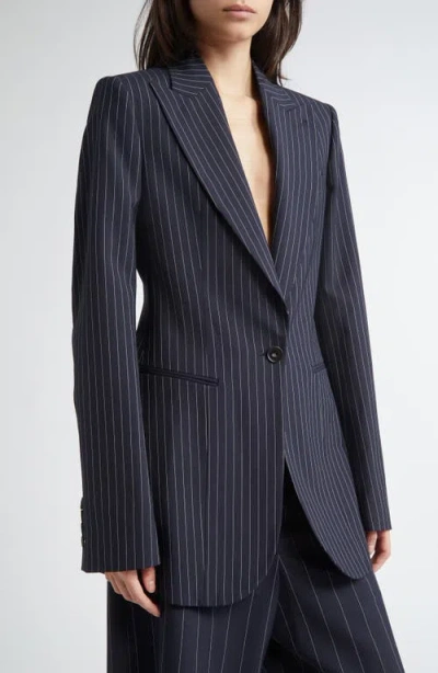 Stella Mccartney Pinstripe Wool One-button Blazer In Ink