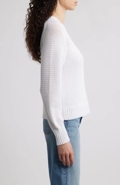 525 Margot Openwork Cotton Mesh Sweater In Bleach White