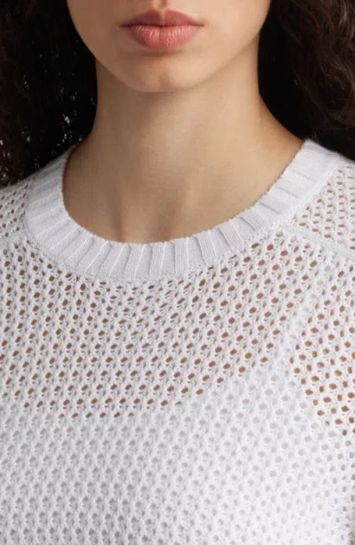 525 Margot Openwork Cotton Mesh Sweater In Bleach White