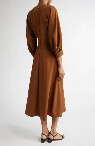 Max Mara Pedaggi Cotton Midi Dress In Tobacco