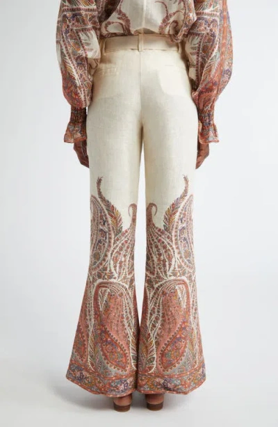 Zimmermann Rhiannon Flared Linen Pants In Multi