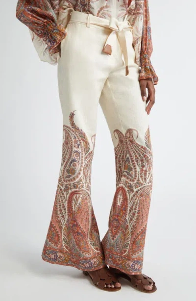 Zimmermann Rhiannon Flared Linen Pants In Multi