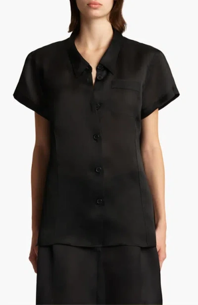 Khaite Keefe Silk Charmeuse Shirt In Black