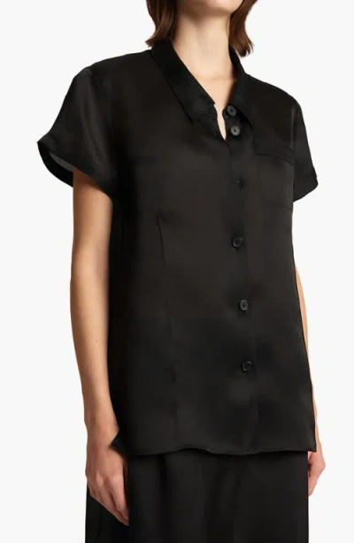Khaite Keefe Silk Charmeuse Shirt In Black