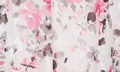 Alex Evenings Floral Sleeveless Burnout Chiffon Dress With Shawl In Fuchsia Mult