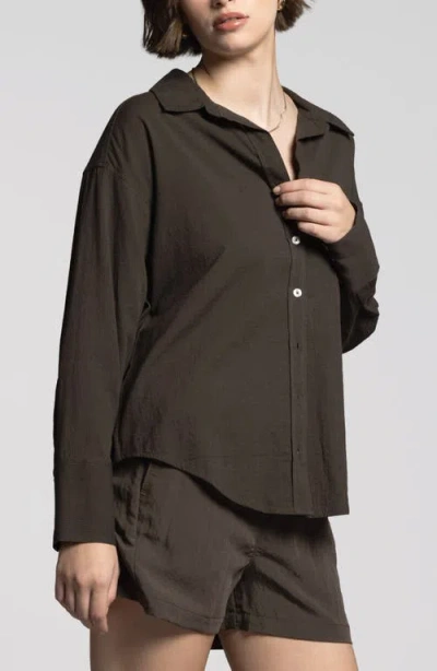 Weekend Los Angeles Maxime Stripe Button-up Shirt In Black Brown