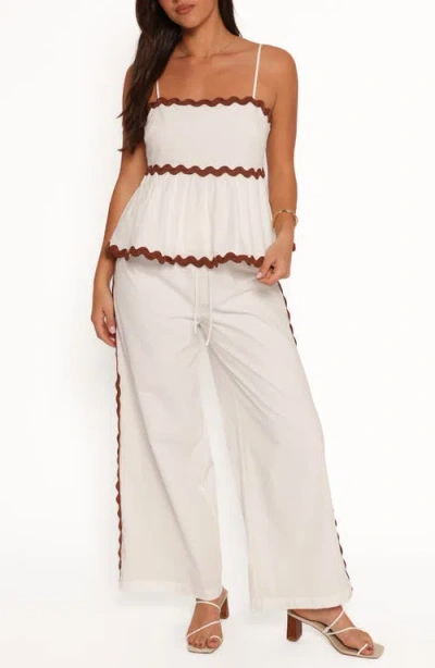 Petal And Pup Petal & Pup Mollymook Rickrack Trim Cotton Wide Leg Pants In White