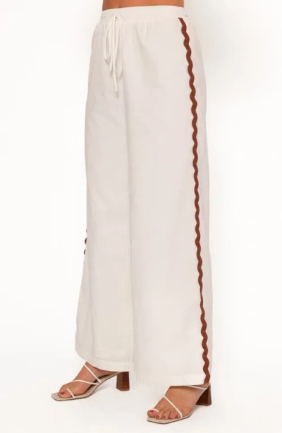 Petal And Pup Petal & Pup Mollymook Rickrack Trim Cotton Wide Leg Pants In White