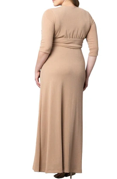Kiyonna Romanced By Moonlight Glitter A-line Jersey Gown In Champagne