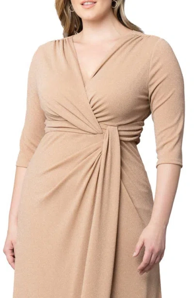 Kiyonna Romanced By Moonlight Glitter A-line Jersey Gown In Champagne