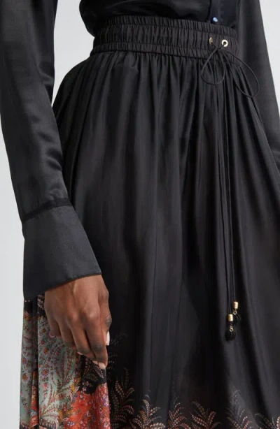 Zimmermann Rhiannon Printed Silk Skirt In Black