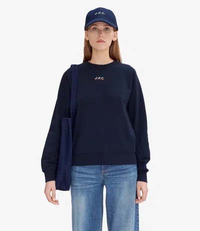 Apc Navy Asics Edition Stone Sweatshirt In Iak - Dark Navy Blue