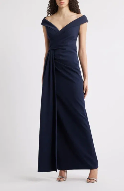 Eliza J Women's Off-the-shoulder Crepe Gown In Blue