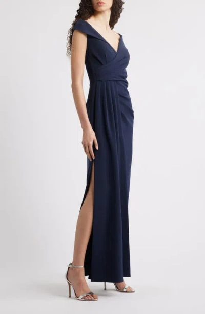 Eliza J Women's Off-the-shoulder Crepe Gown In Blue