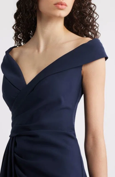 Eliza J Women's Off-the-shoulder Crepe Gown In Blue