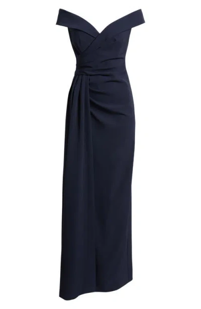 Eliza J Women's Off-the-shoulder Crepe Gown In Blue